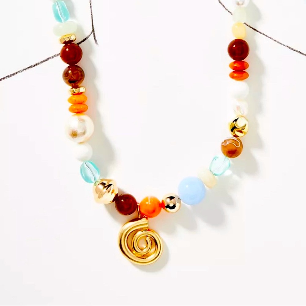 NWT ⚜️♥️⚜️ Piper K Gorgeous Mixed Beaded Spiral Pendant Necklace - Picture 9 of 13